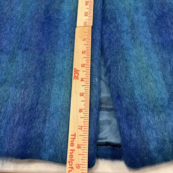 Paul Levy Vintage Blue Purple Green Plaid Striped Mohair Wool Coat Long 44” Bust - Picture 11 of 14